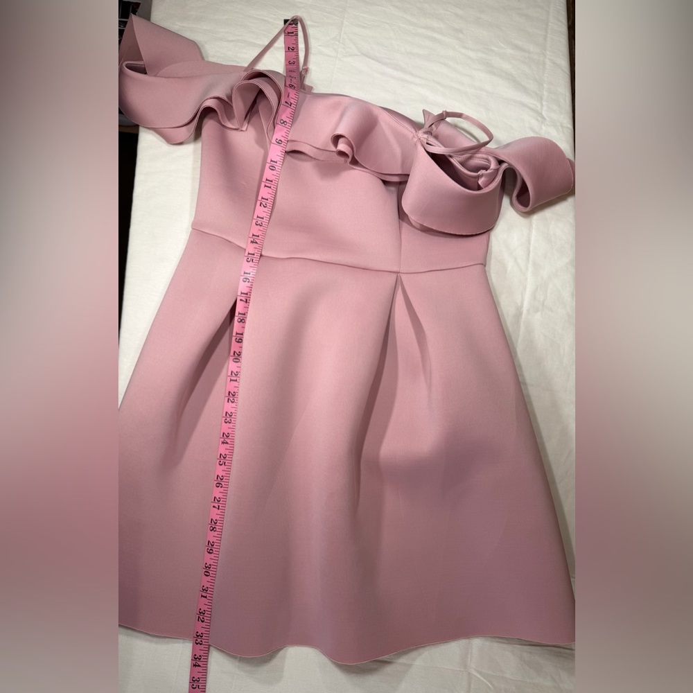 ASOS DESIGN - Strappy Ruffle Scuba Dress in Pink - Size 10 - Picture 5 of 9